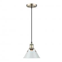  3306-S AB-DB - Orwell AB Small Pendant - 7" in Aged Brass with Dusky Blue shade